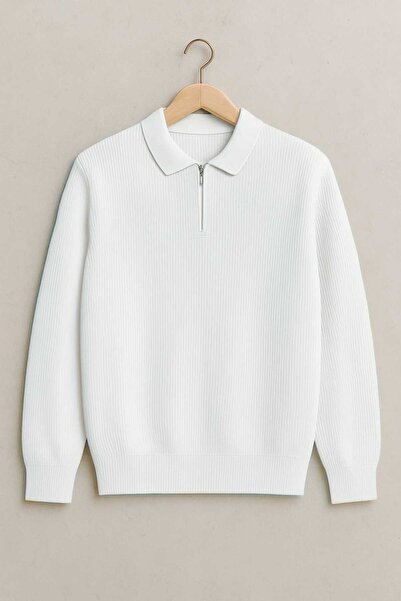 ZMODA SOFT Polo Neck Zipper Striped Old Money Knitted First Quality Soft Long Sleeve Men's Sweater