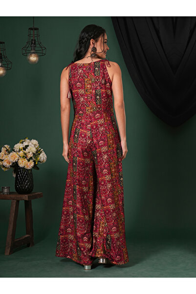 Globus By Styli Tassel Tie-Up Shoulder Straps Wide Leg Fusion Jumpsuit