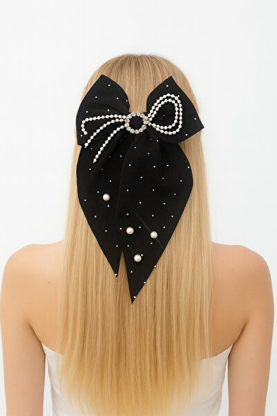 gigigiyim مشبك أوتوماتيكي أنيق بنمط فيونكة مزين باللؤلؤ