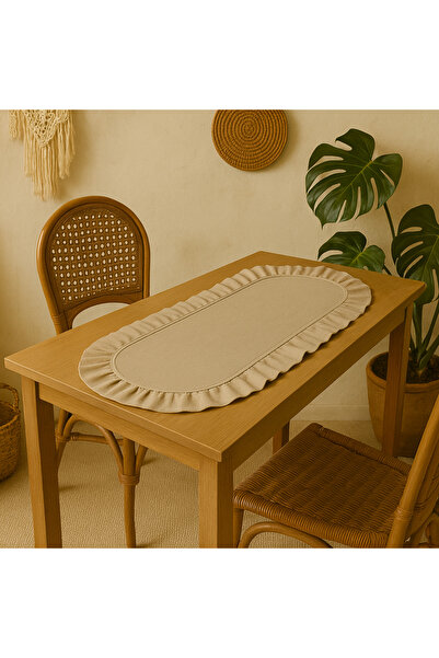 Belomia Home Collection Kadife Doku Oval Fırfırlı Mini Boy Runner | 30x80 cm ...