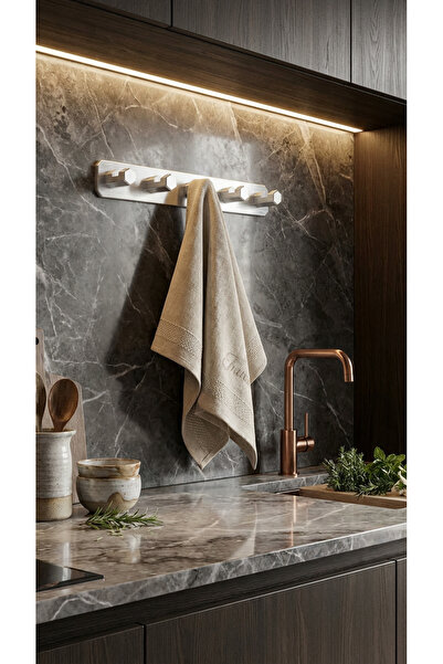 URASDESIGN 5'li Premium Gümüş Alüminyum Banyo Mutfak Havlu Bornoz Askısı Yapı...