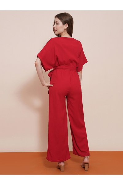 Globus By Styli Solid Kimono Sleeves Waist Tie-Up Jumpsuit