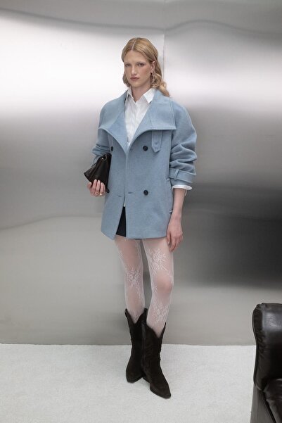 MARKALİSTE Μπλε παλτό με μανίκια Reglan oversized