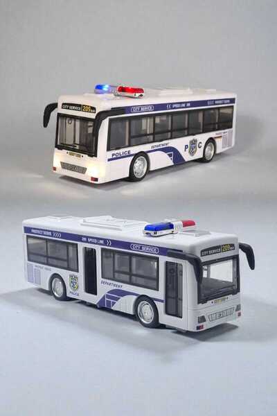 Fidan oyuncak Police Bus with Lights and Sound – Opening Doors, City Service Model (White)