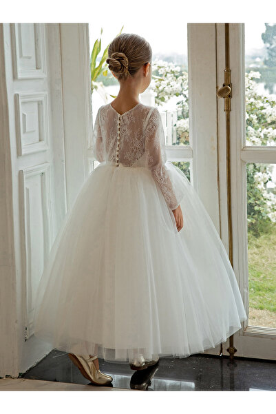 Take Two By Styli All Lace Long Sleeve A-Line Dress