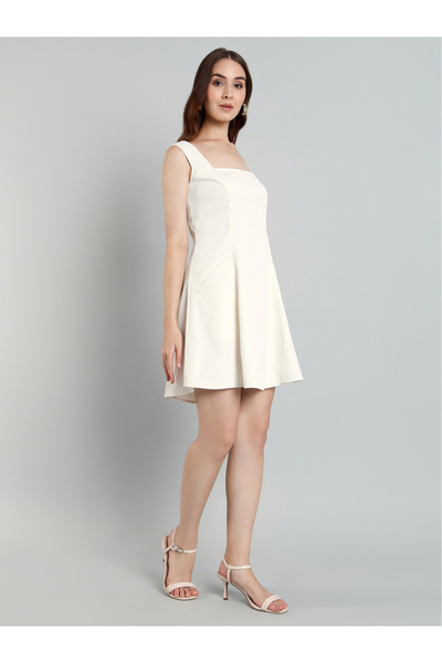 Mish By Styli White Sleeveless A-Line Mini Dress
