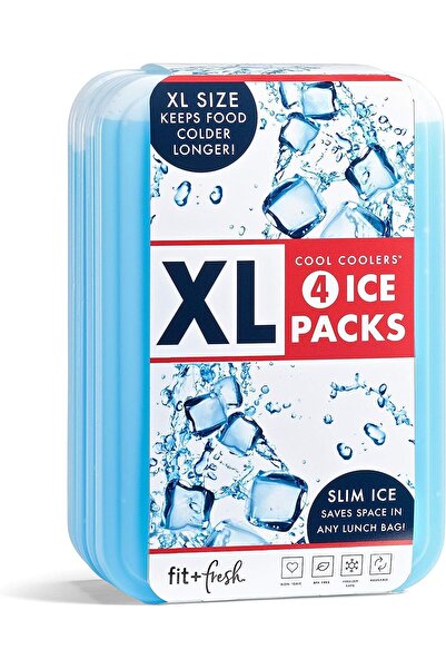 Fit + Fresh Fit & Fresh Cool Coolers XL Slim Ice Packs - Reusable 4-Pack (Blue)