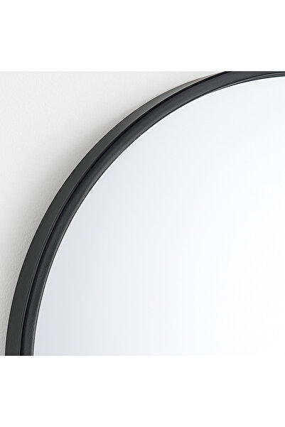 Ebticar Round Wooden Frame Mirror – 80×80 (Black)