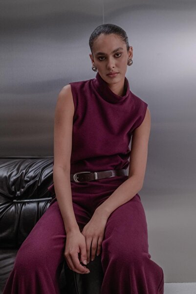 MARKALİSTE Knitwear Look Knitted Trousers Burgundy