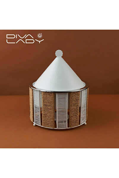 DIVA LADY 🔥 Luxury white buffet warmer – 3 liter capacity | Height 37 cm – Bowl height 20 cm – Diameter 30 cm ✨