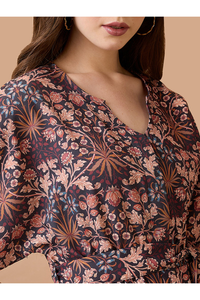 Globus By Styli Multi Floral Print Waist Tie-Up Fusion Jumpsuit