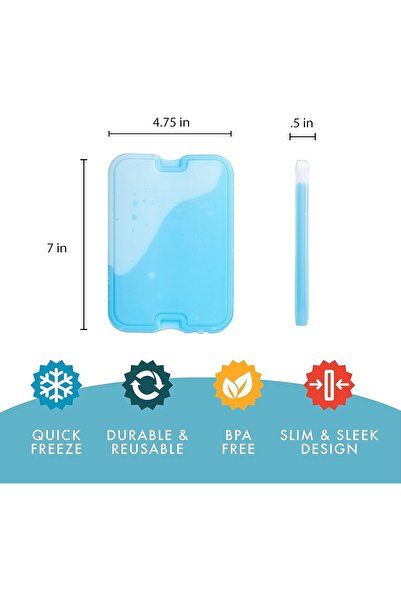 Fit + Fresh Fit & Fresh Cool Coolers XL Slim Ice Packs - Reusable 4-Pack (Blue)