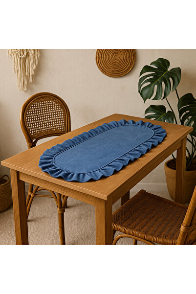 Belomia Home Collection Kadife Doku Oval Fırfırlı Mini Boy Runner | 30x80 cm ...