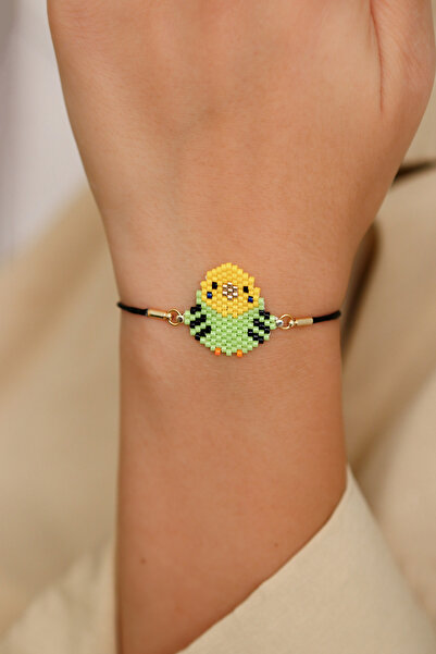 Kübüşün Atölyesi Ka-011 Miyuki Muhabbet Kuşu Bileklik - El Yapımı - Tombul Yeşil