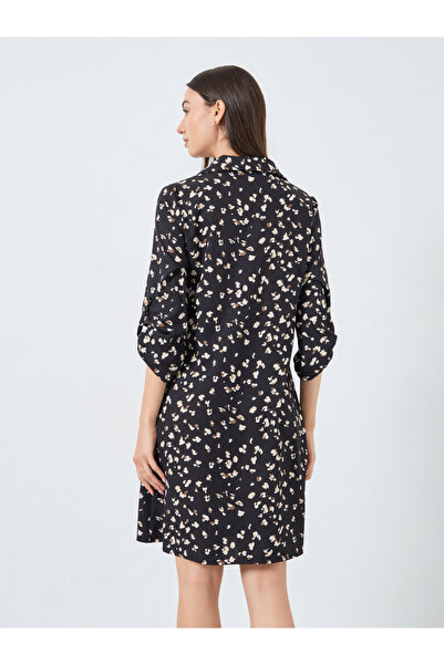 Take Two By Styli Black Graphic Print Knee-Length Shirt Dress