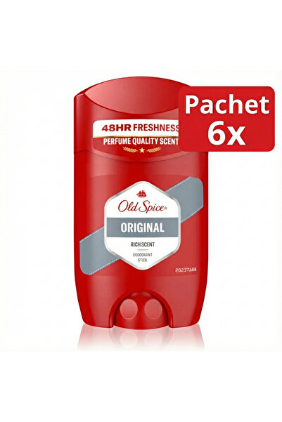 Old Spice Комплект от 6 броя Оригинален мъжки дезодорант, стик 50 мл, 0% алум...