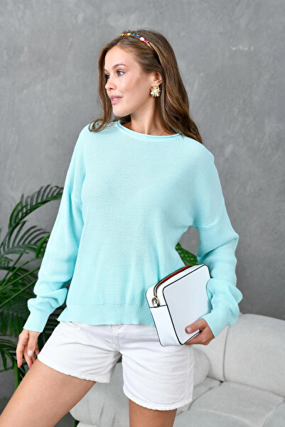 Park Karon Crew Neck Long Back Slit Transitional Knitwear Sweater