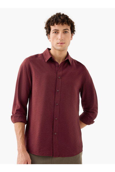 FAV Men Regular Fit Collared Crinkle Texture Long Sleeves Shirt