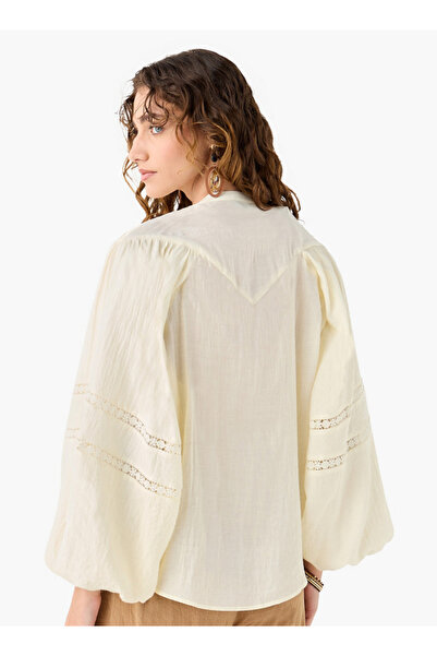 FAV Lace Detail Top with Balloon Sleeves