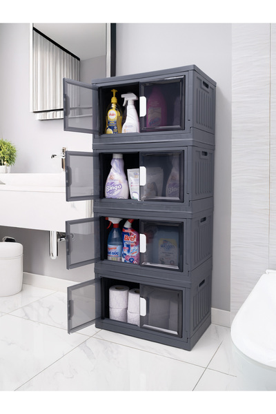 Box&Box 4 Katlı Çok Amaçlı Katlanır Banyo Mutfak Düzenleyici Dolap, Organizer, Ayakkabılık
