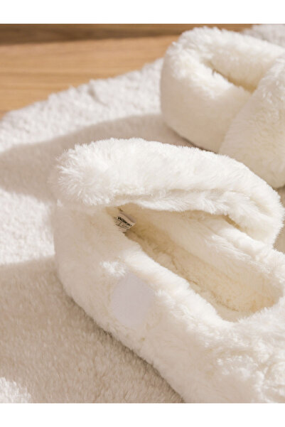 LC Waikiki Steps Ecru Plush Women's Home Shoes