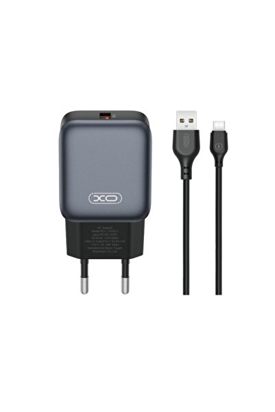 XO Design Incarcator Retea Cu Cablu USB-C L152, 18W, 3A, 1 x USB-A, Negru