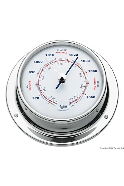 OSCULATI Barigo Sky Stainless Steel Wall Barometer, White Dial, Ø85 mm