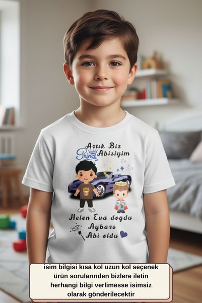 Asilcomkids Özel Tasarım "Artık Abiyim" Tişörtü | İsimli Kardeş Duyuru T-Shirt