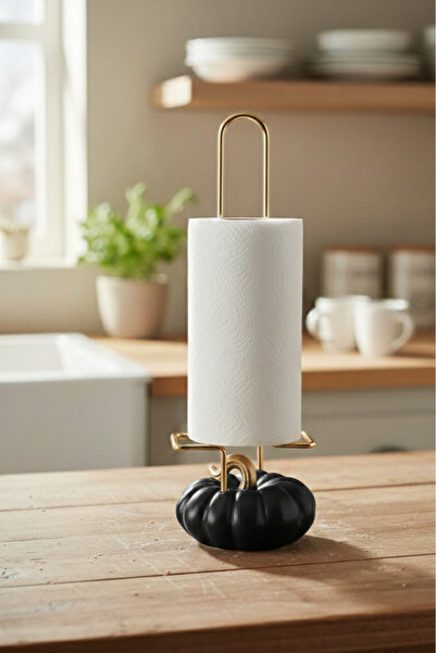 Al Ver Gülüm Pumpkin Figured Paper Towel Holder Kitchen Bathroom Decorative Napkin Holder Modern Roll Towel Stand Gold Color