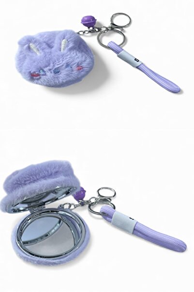 GÜZELYÜZ AVM Tavşan Model Tatlı Peluş Cep Aynası Anahtarlıklı Makyaj Aynası Kozmetik Kapaklı Ayna 1 Adet