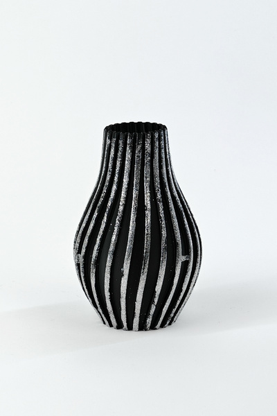 ChillOutlet Vază din plastic cu dungi argintii 19×11 cm