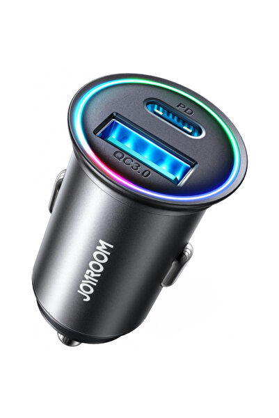 Joyroom Car Charger JR-CCN04, 60W, 3A, 1 x USB-A - 1 x USB-C, Black