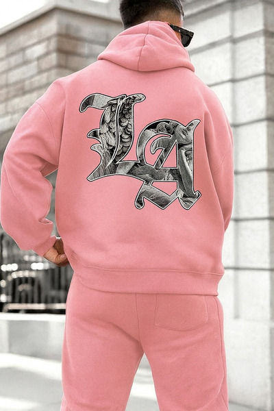 CLASSY.MODA “Ανδρικό φούτερ με κουκούλα με σχέδιο LA oversized με κουκούλα σε...