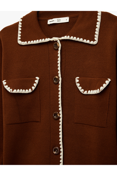 Koton X Melis Ağazat - Πλεκτή ζακέτα με μακρυμάνικο πουκάμισο με λεπτομέρεια ραφής στην τσέπη