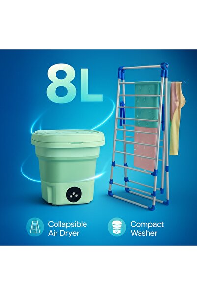 Primo Plus 2-offer Clothes Dryer Rack White & Blue with Portable Mini Folding Clothes Washing Machine