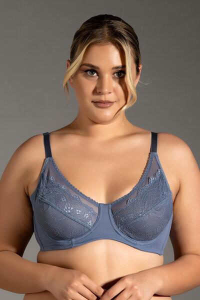 cotonhause Women's Shaping / Sculpting Underwire Dark Blue Bra - Lace Embroidered C1T0N3253