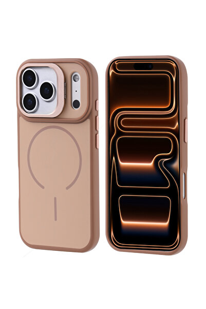 HTstore iPhone Uyumlu 17 Pro Max Kılıf M-safe Şarj Özellikli Kamera Standlı Z...