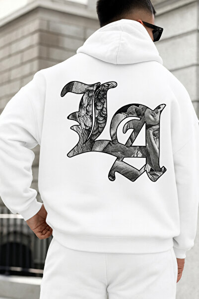 classy moda “Ανδρικό φούτερ με κουκούλα με σχέδιο LA oversized με κουκούλα σε...