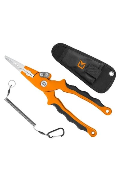 DELPHİN Clește multifuncțional SpinSET 16,5 cm, oțel inoxidabil, mâner antiderapant, teacă inclusă