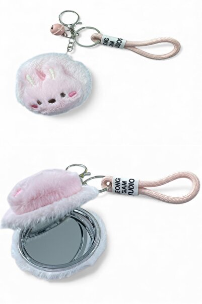 GÜZELYÜZ AVM Tavşan Model Tatlı Peluş Cep Aynası Anahtarlıklı Makyaj Aynası K...