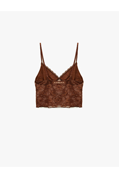 Koton V-Neck Lace Detailed Strappy Pajama Top