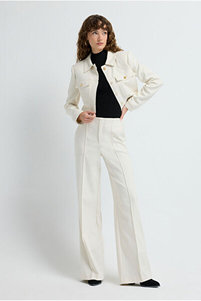 adL Balıksırtı Desenli Bol Paça Pantolon