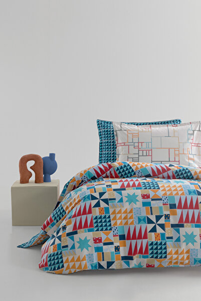 Yataş Patchwork Ranforce Single Duvet Cover Set - Blue