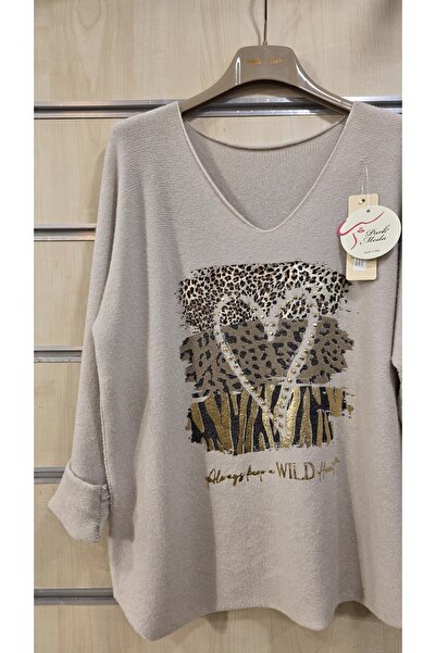 Park Moda Πλεκτό πουλόβερ με σχέδιο καρδιάς με πέτρες