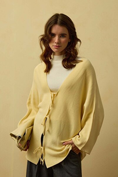 Ceylan Otantik Butter Yellow 3 Bow Knitwear Jacket