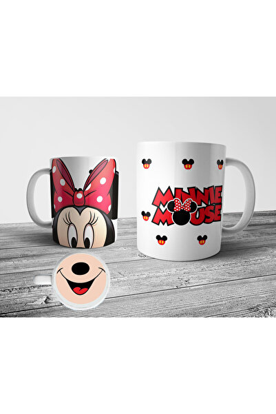 Pixxa Minnie Mouse Alt Tabanı Ağız Desenli Kupa Bardak