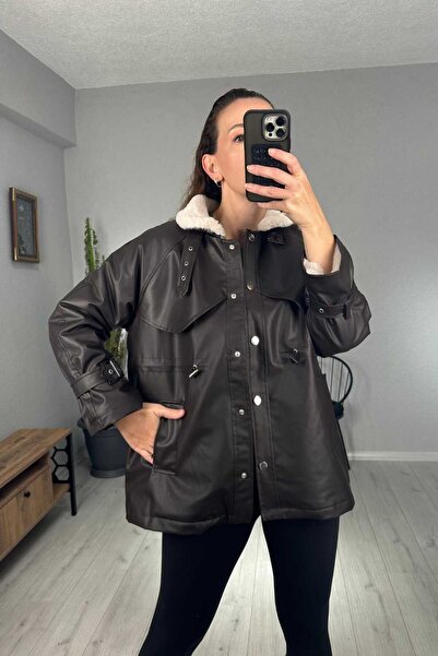 lady special Δερμάτινο μπουφάν με γούνα εσωτερικά