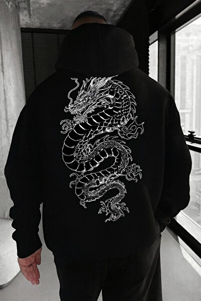 CLASSY.MODA Hanorac unisex cu cu glugă caglare și cu imprimeu buzunare cangur...