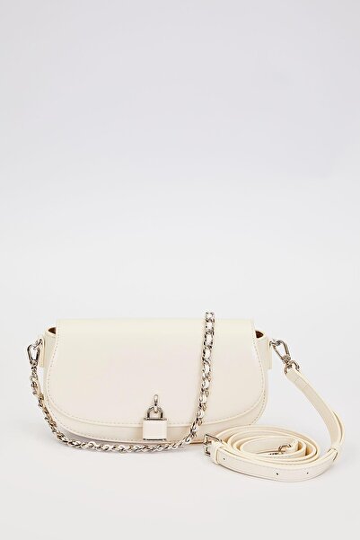 Levidor Beige Shoulder Bag with Lock Accessory Detail