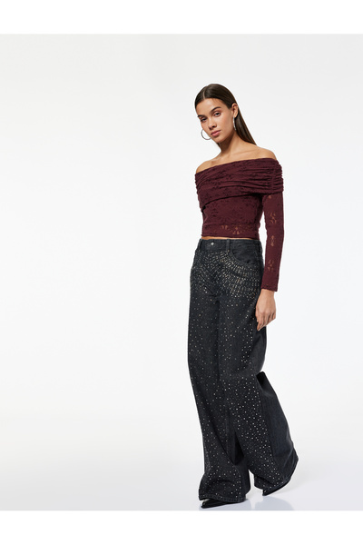 Koton Τζιν παντελόνι με κανονική μέση και φαρδιά πόδια - Loose Straight Fit Jean